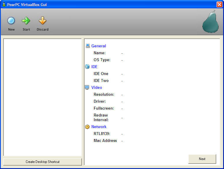 PearPC VirtualBox GUI main window