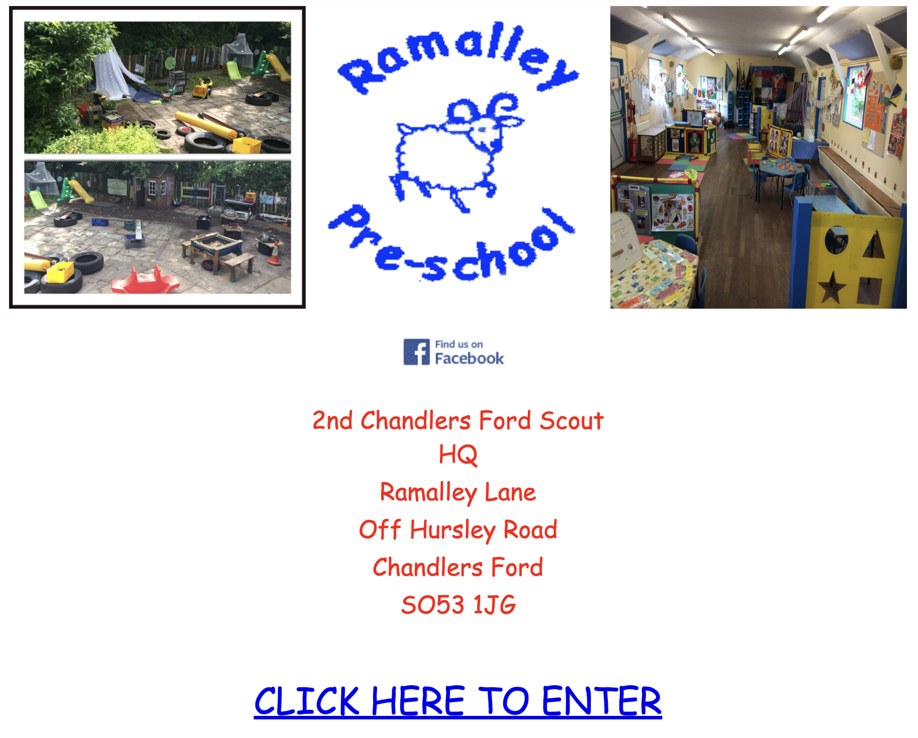 Ramalley Pre-School splash page
